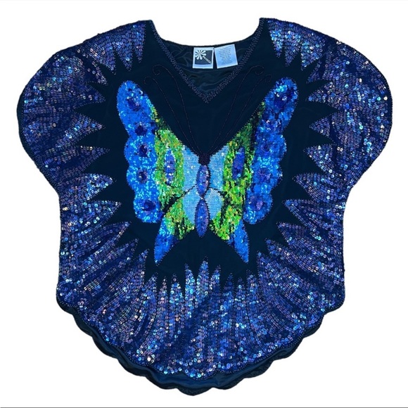 Vintage Tops Vintage Glitzy Butterfly Sequin Top X Poshmark